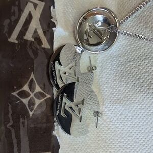 Louis Vuitton Silver Necklace and Earrings